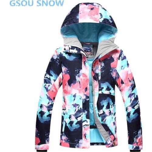 Gsou snow For women Skiing snowboard jacket Pants for girls winter Waterproof outdoor ski suit womens sportswear jacket