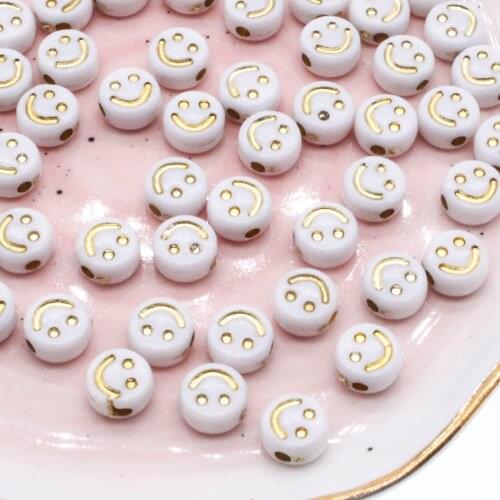 100pcs 4x7mm Smile Acrylic Beads DIY Bracelets Necklaces Earrings Jewelry Making