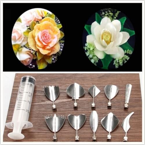 11pcs/set 3D Jelly Flower Art Tools Jelly Cake Gelatin Pudding Nozzle Syringe Russia Nozzle Set Cake Decorating Tools
