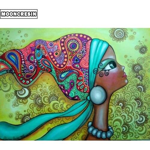 5D Diy Diamond Embroidery Portrait African Girl Diamond Painting Cross Stitch Square Drill Crystal Mosaic Needlework Decoration