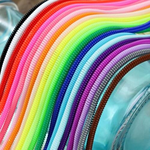60CM Solid Cable Hold Colorful TPU Spiral USB Charger Cable Cord Protector Wrap Cable Winder Home Organizer