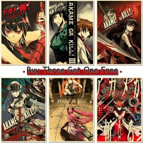 Akame ga KILL! Anime Poster, Kraft Paper Vintage Print 4K High Quality, Home Interior Decoration Picture Art Wall Sticker
