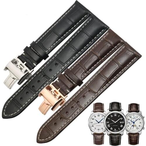 Watch Bracelet For Longines Masters Collection Genuine Leather Men Watch Strap Watch Accessories Insurance Clasp Watch Band Belt