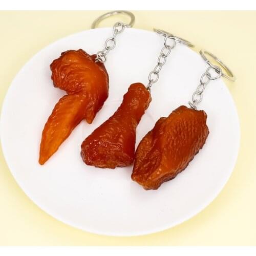 Fried Chicken Legs Imitation Fast Food Keychain Roasted Chicken Wings Keyring Restaurant Customer Small Gift Chef Cooking Keyfob