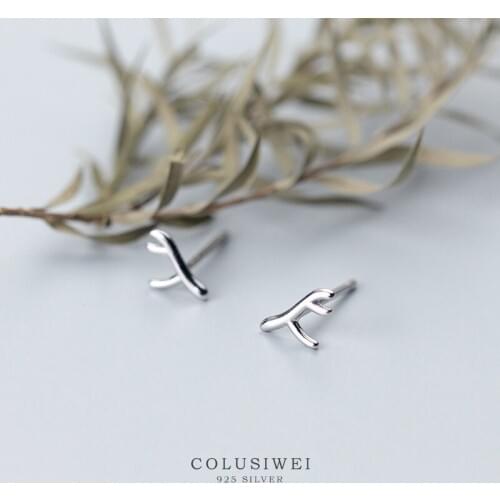 Colusiwei Real 925 Sterling Silver Tiny Cute Antlers Stud Earrings for Women Christmas Gift Fashion Fine Jewelry Brincos