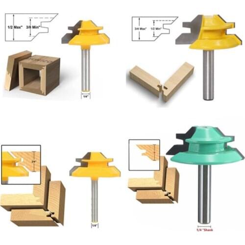 1/4 Inch Shank Woodworking Tools 45 Degree Router Drill Bits Engraving Power Tool Accessories Tenon Knife Milling Cutter