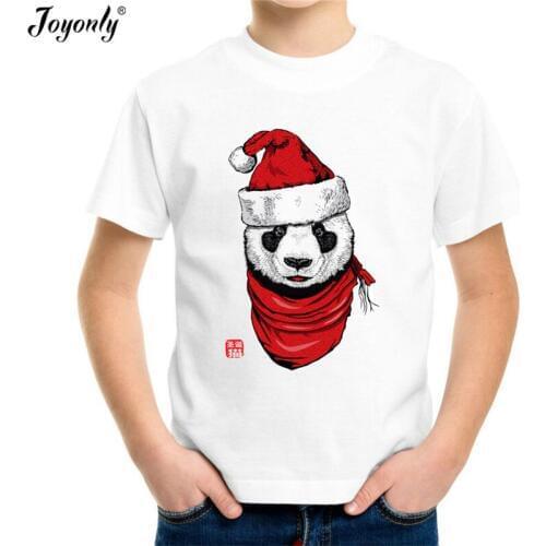 Joyonly 2018 Children T Shirt Cartoon Tee Shirt Christmas Panda Baby T Shirt Kids T-shirt Boys/Girls Clothing