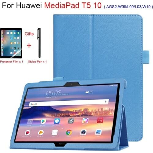 For Huawei MediaPad T5 10 case for AGS2-W09 AGS2-W19 AGS2-L09 Tablet Case Folio Folding PU Leather Stand Smart Case Cover