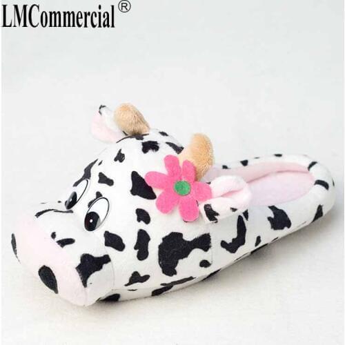 Men&Women Indoor Soft Shoes cow Slippers Winter Warm Cotton Plush Special custom Slipper Cartoon Slipper floor lovers shoes