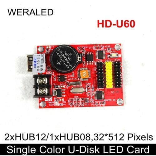 Huidu HD-U60 USB-Disk Single Color and Dual Color Scrolling Message Board LED Control Card Work for P10 Single Color LED Module