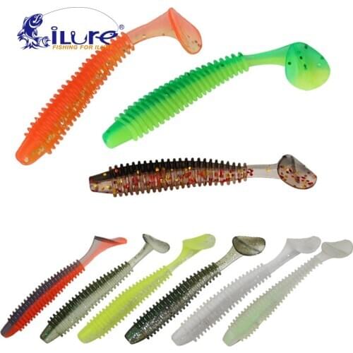 ILure 10 pcs 75mm 2.7g Artificial Fishing Soft Lure Swimbait Tail Grub Lures Worm Moggot Lures Baits Fishing Accessories Pesca