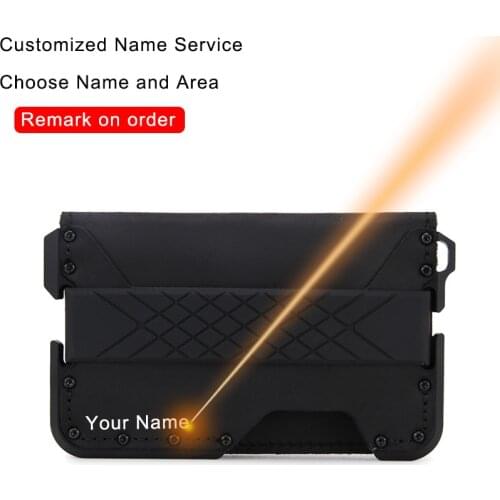 Customized Rfid Card Holder Wallet Men Name Laser Engraver Carbon Fiber Leather Slim Thin Smart Wallet Minimalist Wallet Gift