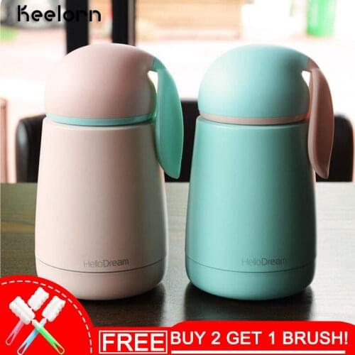 Keelorn 300ML Thermos Children Cartoon Rabbit Vacuum Flasks Double Layer Stainless Steel Mug Tea Coffee Insulation Cup Thermos