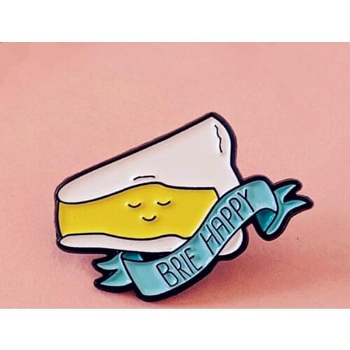 Wedge of Brie For Cheese Lover Enamel Brooch Pin Backpack Hat Collar Lapel Pins Badges Women Mens Fashion Jewelry Accessories