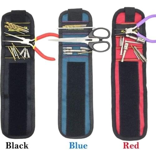 Magnetic Wristband Screw Strong Magnet Wristband Adjustable Tool Nail Nut Bolt Drill Tool Kit 3Grid