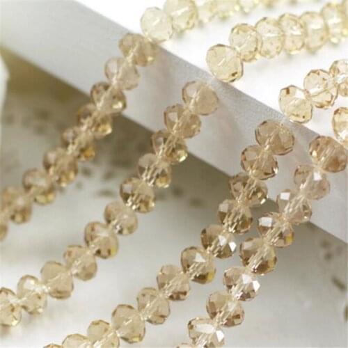 MHS.SUN Loose 2mm-14mm Lt Peach Color Faceted Crystal Beads Rondelle Glass Loose Spacer Beads For Jewelry Making DIY Bracelet