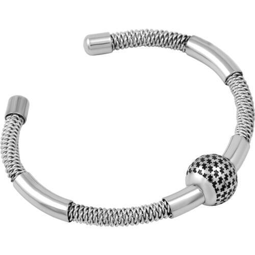 MJB0505 Ball Charms Stainless Steel With Star Printed Charm Bangle Bracelet