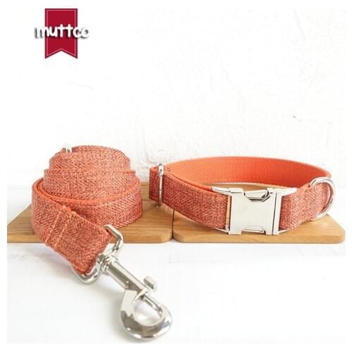 MUTTCO customized pet puppy collar THE ORANGE SUIT resistance to bite dog collar leash set pet products 5 sizes UDC069