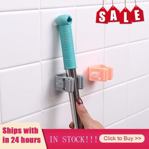 Wall Mounted Mop Organizer Holder Brush Broom Hanger Home Storage Rack Bathroom Suction Hanging Pipe Hooks Household Tools home