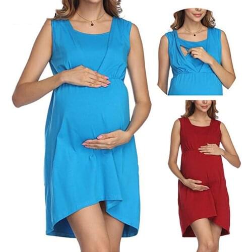 2020 new Round neck sleeveless dress Fashionable pregnant women clothing Breastfeeding dress pregnancy dress Q0620