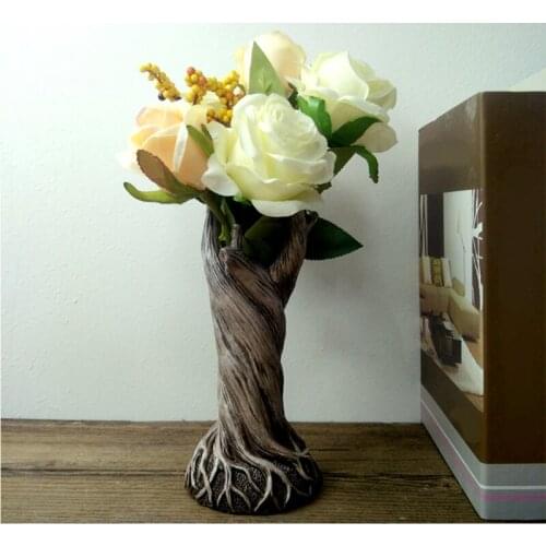 Novelty Tree Trunk Vase Desktop Flower Pot Office Cafe Tabletop Ornament