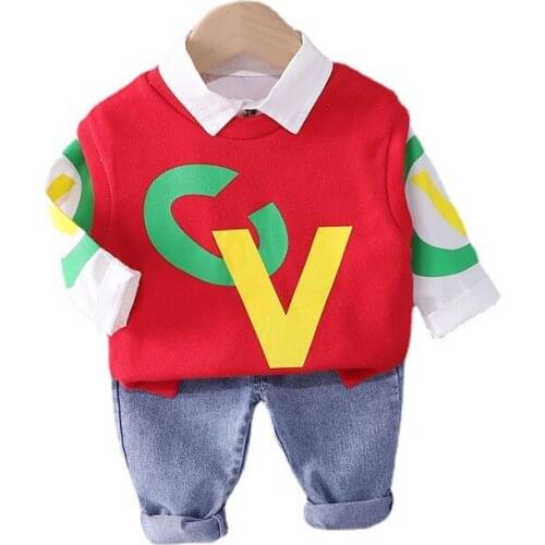 New Spring Autumn Baby Boys Clothes Suit Children Fashion Vest Shirt Pants 3Pcs/Set Toddler Sport Casual Costume Kids Tracksuits