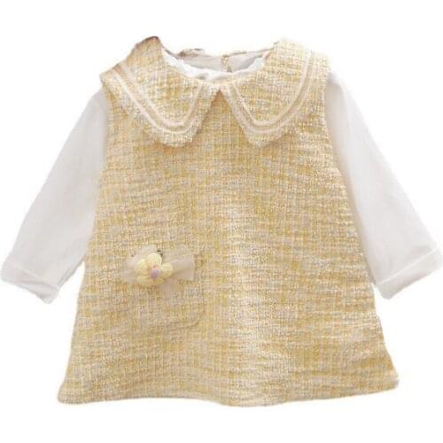 New Spring Autumn Toddler Casual Costume Baby Girls Clothes Suit Children Cute T-shirt Dress 2Pcs/Set Kids Lattice Sportswear
