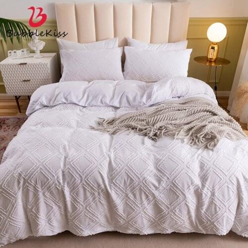 Bubble Kiss Solid Color Bedding Set 2pcs/3pcs Wave Geometry Craft High Quality Home Textiles Quilt Cover Pillowcase King Size