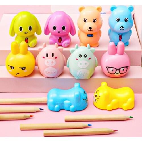 Animal Shape Sharp Cute Pencil Mini Sharpeners Candy Color ABS Labor-saving Pencil Cutting Machine Desk Accessories