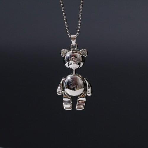 Trendy Creative Bear Shape Design Necklace Simple Hip Hop Personality Wild Couple Party Clothing Accessories Pendant Gift