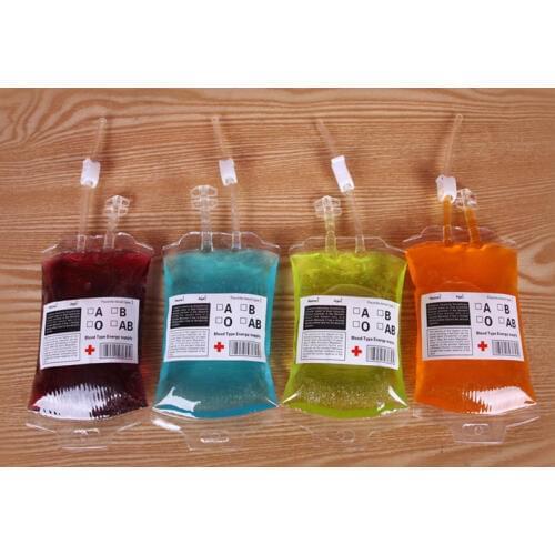 1Pc300ML Transparent Clear Blood Bag Pvc Reusable Blood Energy Drink Bag Halloween Decoration Pouch Props Vampire Party Supplies