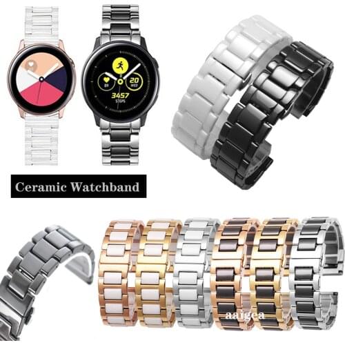 Ceramic Watch Band Strap Butterfly Buckle for Samsung Galaxy Watch Active 2 for Watch3 41mm Replacement band 20mm 22mm