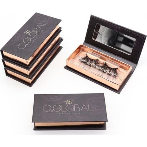 Romantic Black Rose Eyelash Empty Box With Mirror Wholesale False Eyelash 3D Mink Lash 100% Cruelty Free Lashes Popular Makeup