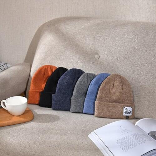 Unisex Beanies Winter Knitted Hat Label Cap Hats for Women Warm Solid Color Men Skullies Beanie Outdoor Ski Cycling Bonnet Hat