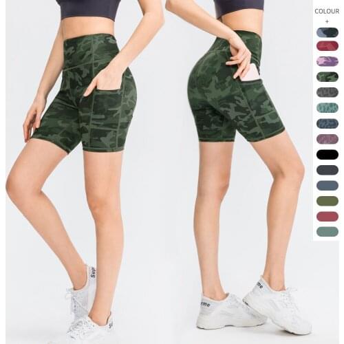 Sport Shorts with Pockets for Women Camouflage Leopard Printing Yoga Golf Tennis GYM Training Marathon Short Pants Trunks