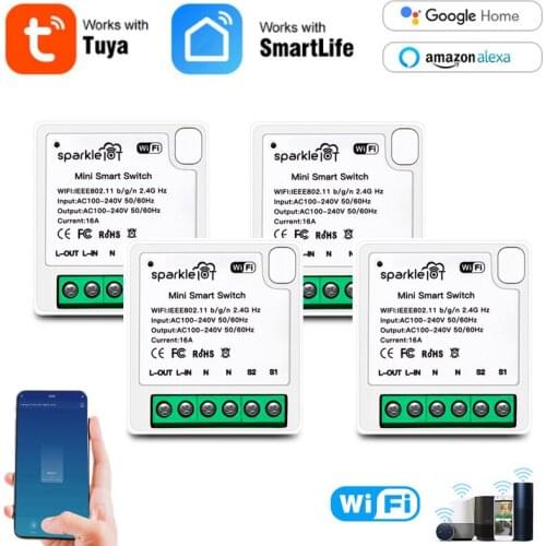 Tuya MINI Wifi Smart Switch 16A 2-way Control Timer Wireless Switch Tuya/Smart Life APP Control Work With Alexa Google Home