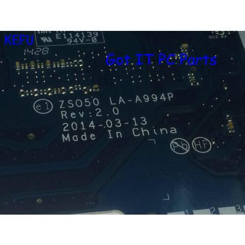 KEFU Available ,BRAND NEW. ZSO50 La-A994P REV : 2.0 Laptop Motherboard For HP 15-R 15T-R WITH ONBOARD PROCESSOR