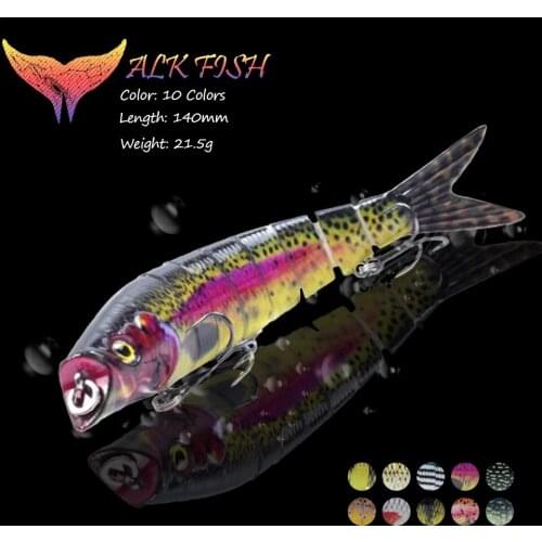 WALK FISH 1PCS 140mm/21.5g Fishing Lure 6 Jointed Bait Minnow Sinking Wobblers Hard Bait Swimbait Trout Bait Bass Fishing Tackle