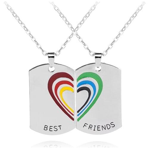 Best Friend Necklace Pendant Heart Shape Multi-colored Detachable Necklace Pendant Symbolizes The Best Friendship