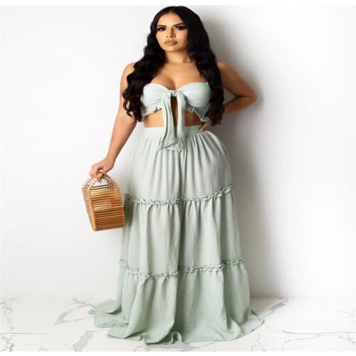 Beach Vacation Ladies Party Wear Honeymoon Design Sexy Womens Dress Set With Long Cotton And Linen Material 133