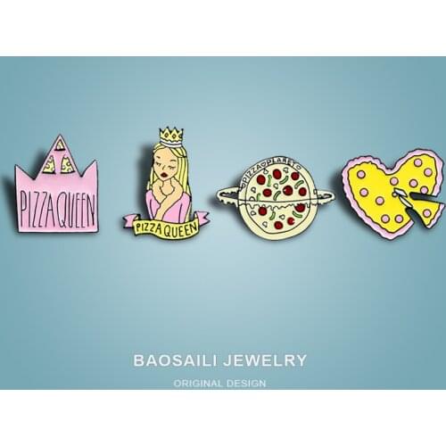 Bag Badge Creative Personality Cartoon Crown Princess High Heels Galaxy Pizza Alloy Brooch Enamel Label Pins