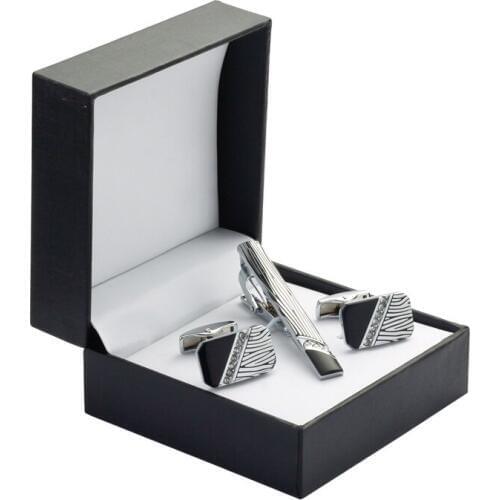 XK443 Golden mens business tie clip, cufflinks, Austria crystal striped tie clip shirt mens wedding accessories