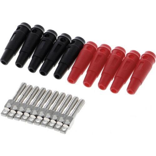 10 Pcs 32A 4mm Banana Plug High Current Insulated Shrouded Stackable Connector Soldering Type E65B