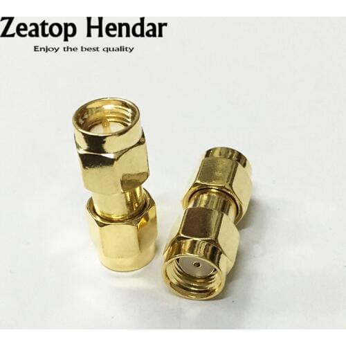 10Pcs Brass Gold SMA-JJ Type SMA Male to RP-SMA Male Plug in Series RF Connector Adapter Coupler Straight Type