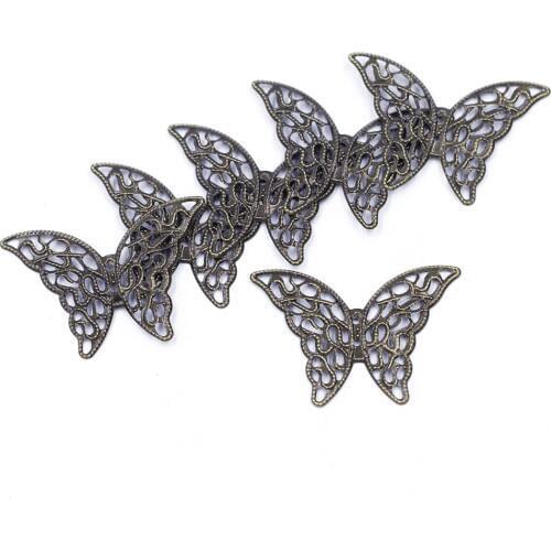 10Pcs Embelishment Connectors Butterfly Animal Filigree Wraps Classical Alloy Jewelry DIY Findings Antique Bronze Tone 41x29mm