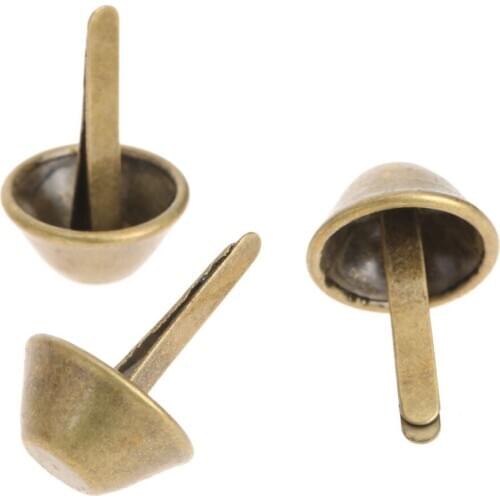 100Pcs Iron Antique Bronze Bucket Nail Purse Luggage Bags Foot Upholstery Nails Tacks Buckets Box Decorative Tack Stud 15mm