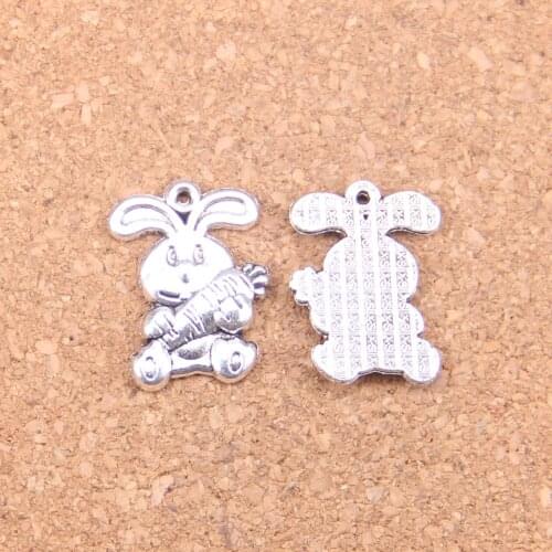 12pcs Charms rabbit bunny carrot easter 21x15mm Antique Pendants,Vintage Tibetan Silver Jewelry,DIY for bracelet necklace