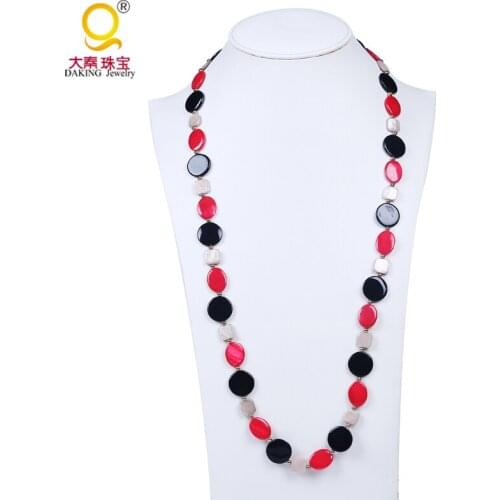 2016 different shape geometry beaded necklace multi colored shell necklace sweater necklace costume jewelry necklace