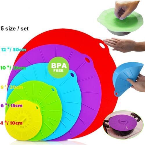 5pcs/lot Silicone Microwave Bowl Cover Cooking Pot Pan Lid Cover-Silicone Food Wrap Cooking Tools Kitchen Utensil QA 095