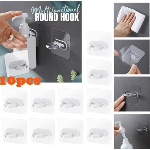Kitchen Bathroom Accessorie 6x6cm Round Hook Shelf Adhesive Shelf Support Holder Key Umbrella Hanger Storage Rack Household Hook